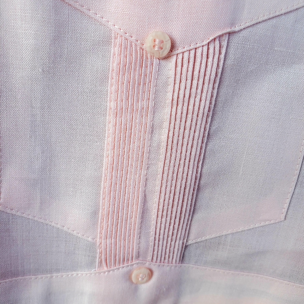 JMP Pale Pink Havana Style 4 Pocket Pintuck Sleeveless Linen Blouse Size XL - Picture 3 of 7